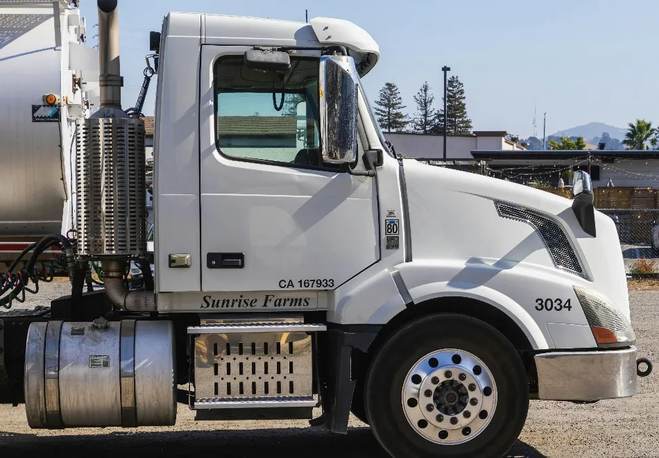 Close-up shot of a huge white truck