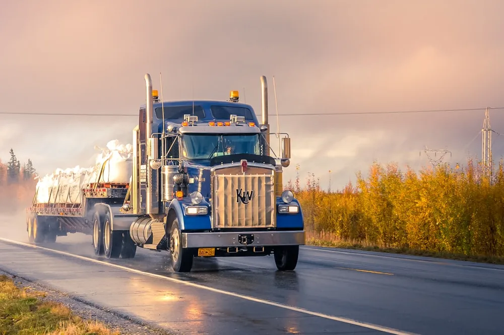 Truck driving on the road