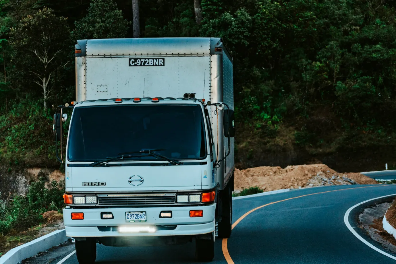 A cargo truck (10 wheeler) on the road