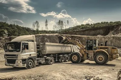 A truck working on a construction site