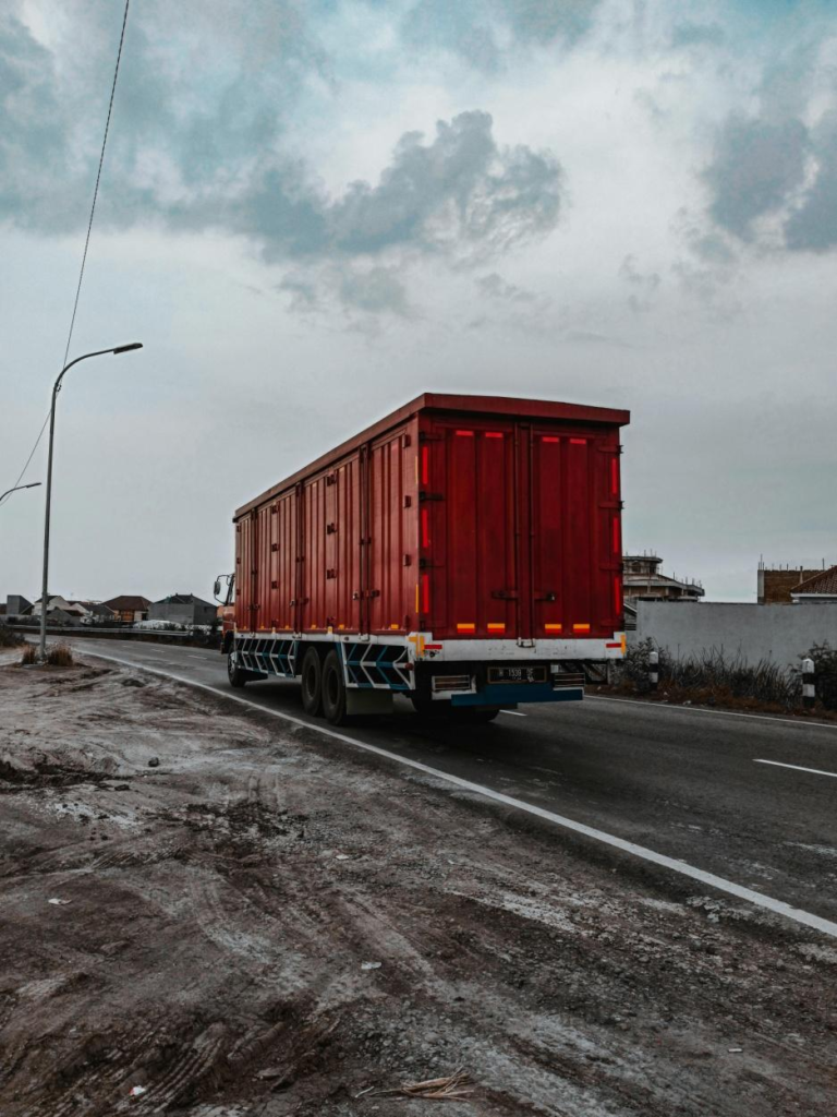 A picture of a truck on the road