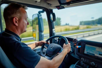 A person driving a truck