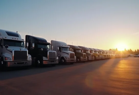 Trucks parked in a row