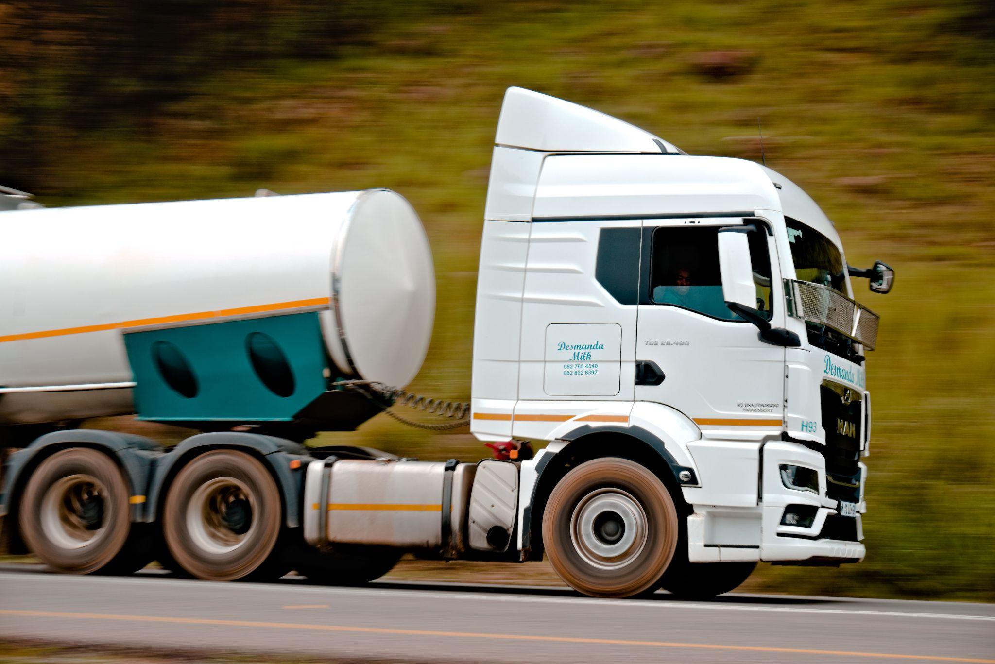 a truck speeding by