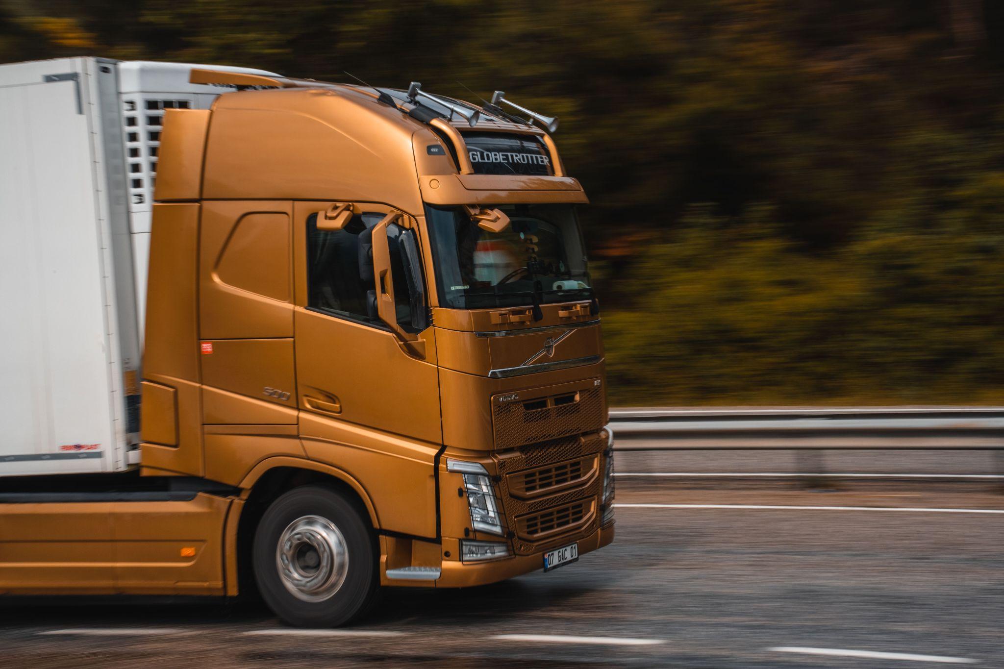 a truck speeding by
