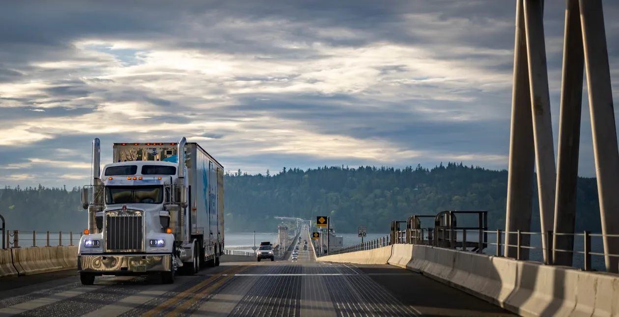 A truck on a bridge
