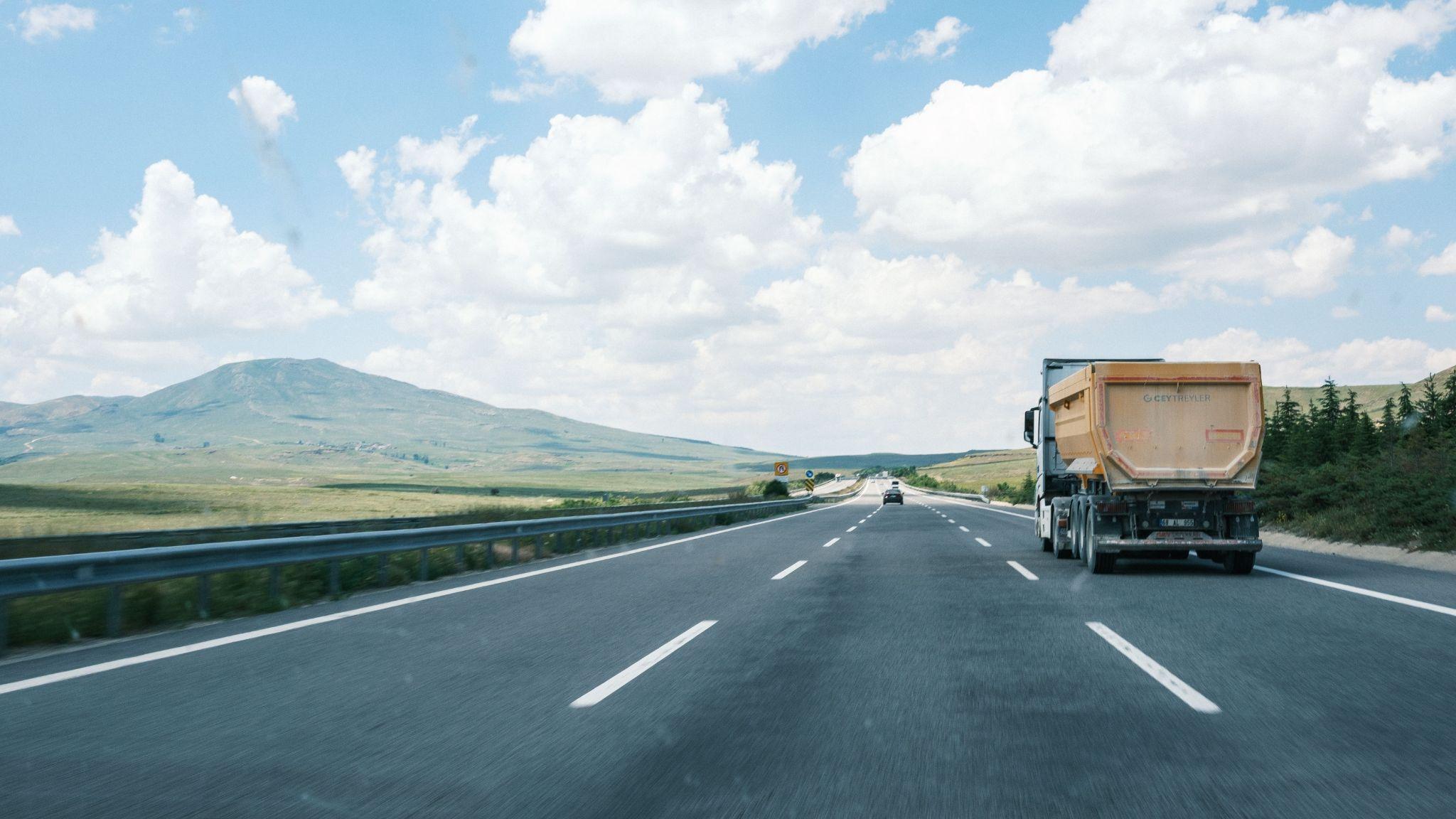 a truck on an open highway
